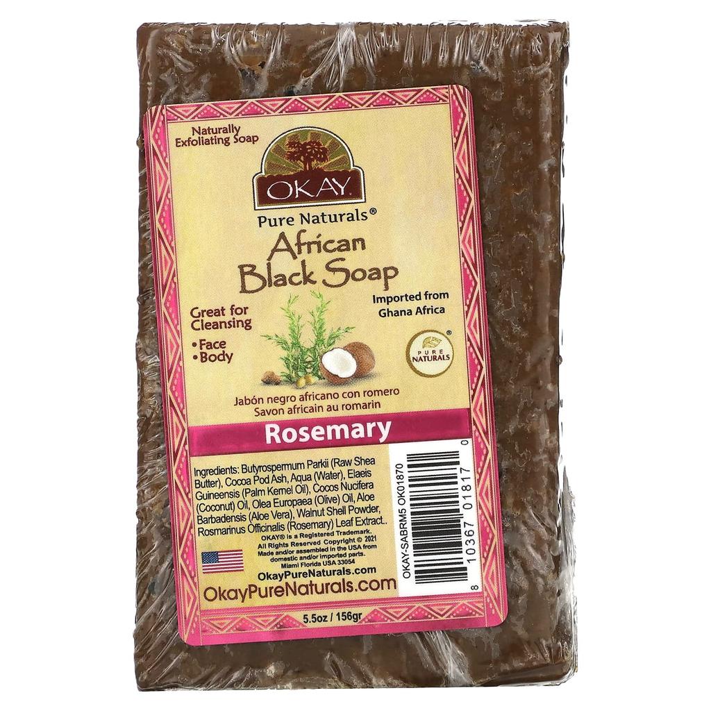 Okay Pure Naturals African Black Bar Soap, Rosemary, 5.5 Oz (156 G)