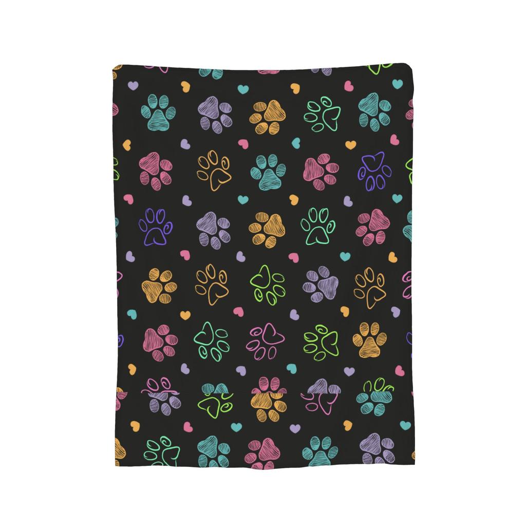 Dog Paw Bone Gift Blanket Flannel All Season French Bulldog Footprint Cartoon Breathable Warm Throw Blanket for Bed Car Quilt