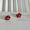Элегантные французские серьги-пусеты в виде красных сердец-узлов - Ретро дизайн с капельным маслом и морской солью, маленькие и универсальные для женщин.