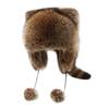 High Quality Natural Raccoon Fur Hat Winter Parent Tail Ear Child Feng Hat Cat Small Classic St T0D6