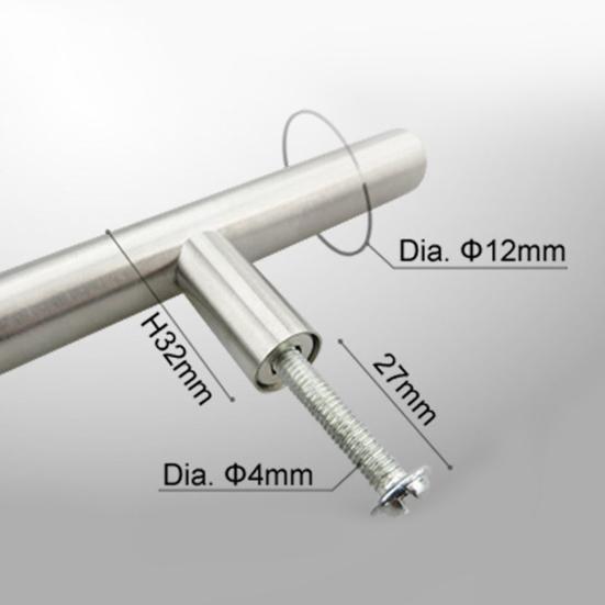 Практичная полая Т-образная ручка из нержавеющей стали 12 мм для кухонного шкафа