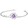 Bracelet Natural Amethyst February Birthstone Rose Motif Platinum Plated Silver Jewelry Accessory Birthday Day Christmas Present Gift Wrapping