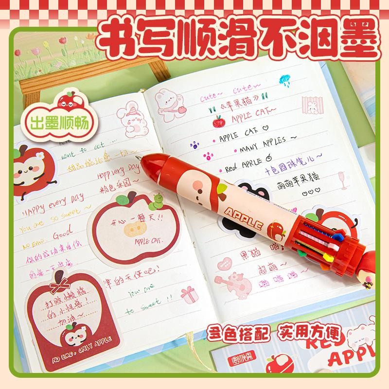 Мультяшная Голова Десятицветная Ручка Нажимная Шариковая Ручка Многофункциональная Ручка Трехмерная Мультяшная Нажимная Головка Инновационная Канцелярия Интересная Многоцветная