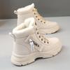 Winter Trendy Women's Martin Boots, British Style, Thick-Soled Plus Velvet, Height-Increasing, Available In White, Black, and Khaki.