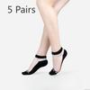 5 Pairs of Women's Summer Embroidered Non Slip Cotton Bottom Glass Silk Socks