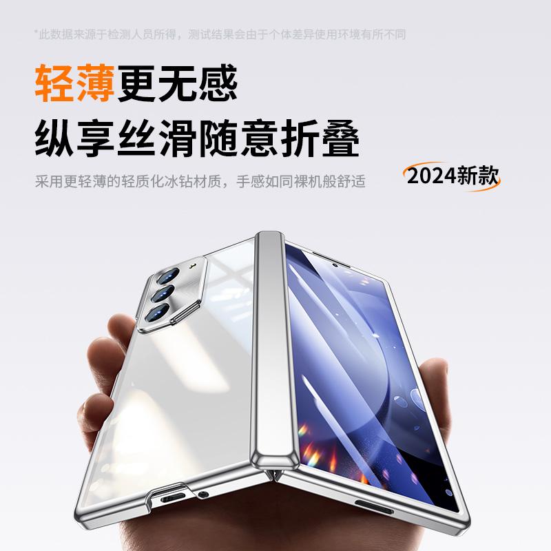 Чехол для Samsung Galaxy Z Fold 7 6 5G с защитной пленкой для экрана и держателем, тонкая защита шарнира, гальванизированная прозрачная крышка
