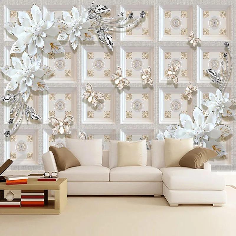Flower Wallpaper 3d Relief Jewelry Flower Wall Mural Living Room Bedroom Luxury Home Decor Fresco