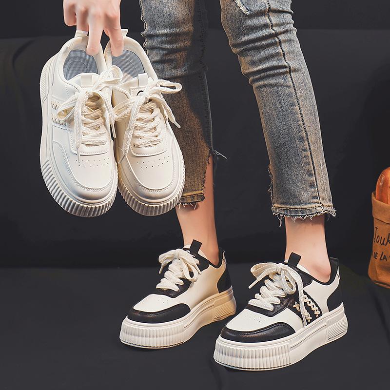 Platform White Shoes Women's Spring and Autumn New Non-Slip Soft Bottom Women's Breathable Shoes with Skirt Hight Increasing Board Shoes