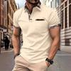 Мужская повседневная рубашка поло с нагрудным карманом, лацканами, пуговицами, деловая универсальная футболка с цветными блоками, рубашки поло с коротким рукавом для мужчин
