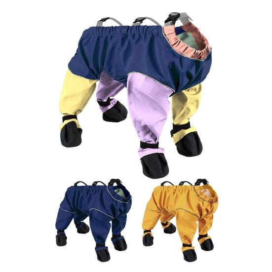 Waterproof Dog Boots with Suspender 4-Legged Dog Rain Shoes Anti-Slip Pet Paw Protector for Small