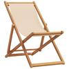 Folding Beach Chair Beige Solid Eucalyptus Wood and Fabric