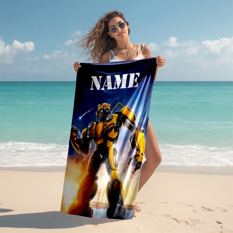 Personalized customized proof beach towel with Bumblebee pattern - soft, absorbent, quick-drying, perfect swimming, camping&bathing