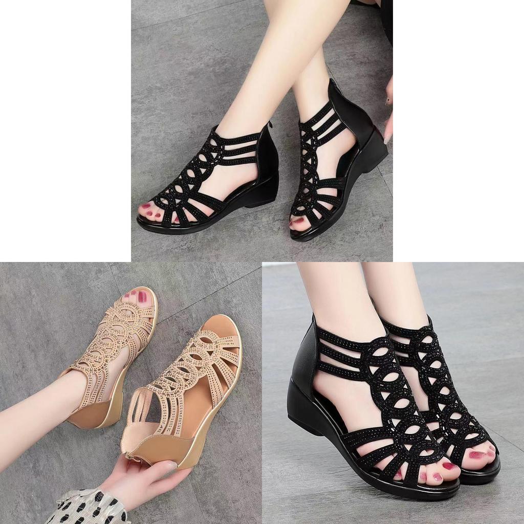 Included Soft Leather Sandals For Women Summer Breathable Casual Mom Shoes With Glitter Details