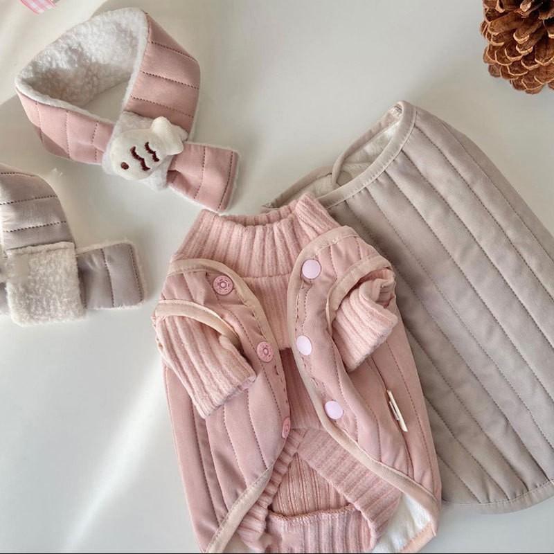 Одежда для собак Teddy Puppy с шарфом-жилетом, зимняя теплая одежда Bigbear Small Dog Schnauzer Teddy Winter Clothing