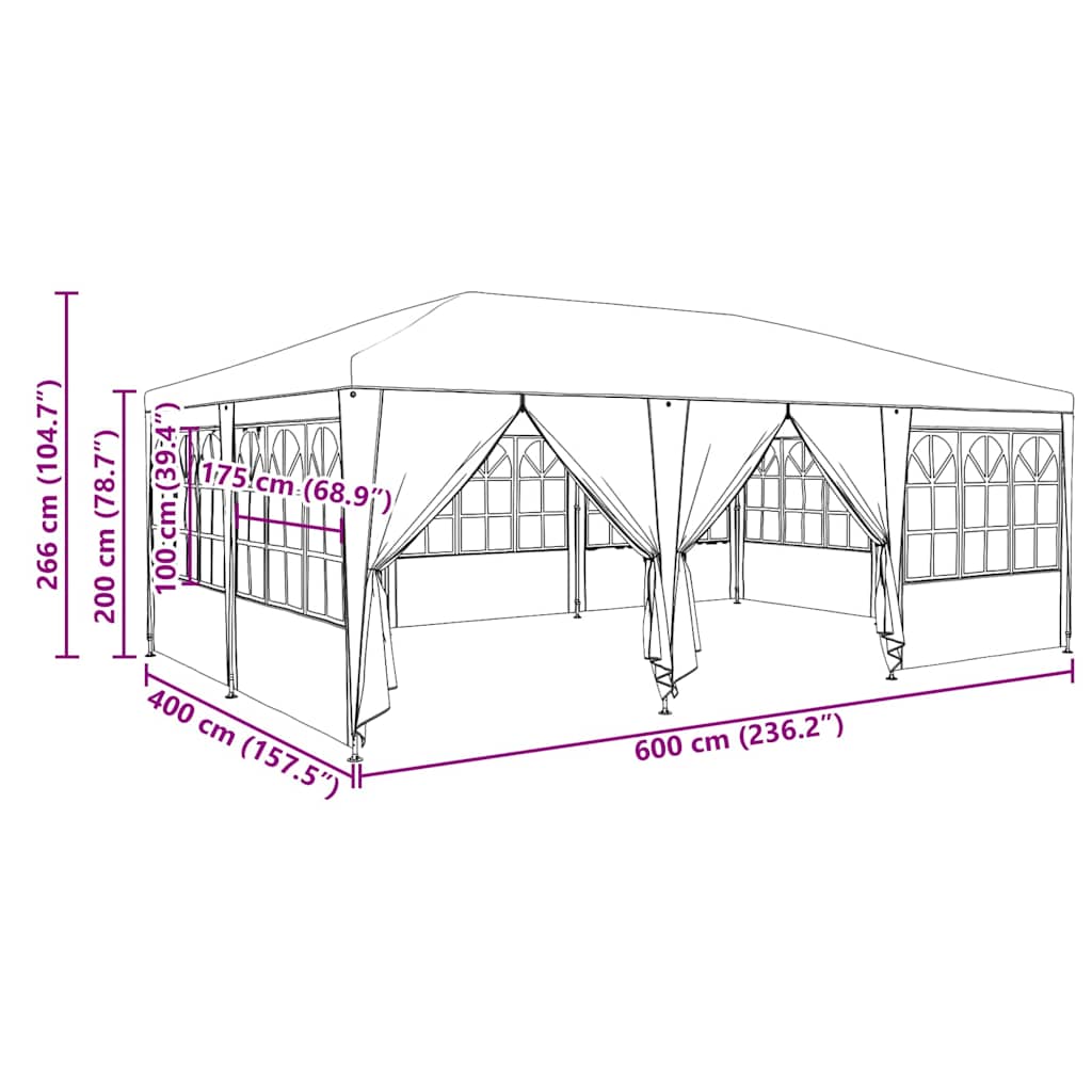 Party Tent White 600 x 400 x 266 cm Polyethylene