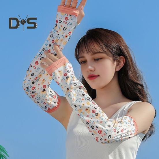 Солнцезащитные нарукавники для женщин Цветочные солнцезащитные нарукавники УФ-блокирующие охлаждающие нарукавники для бега на открытом воздухе для езды на велосипеде