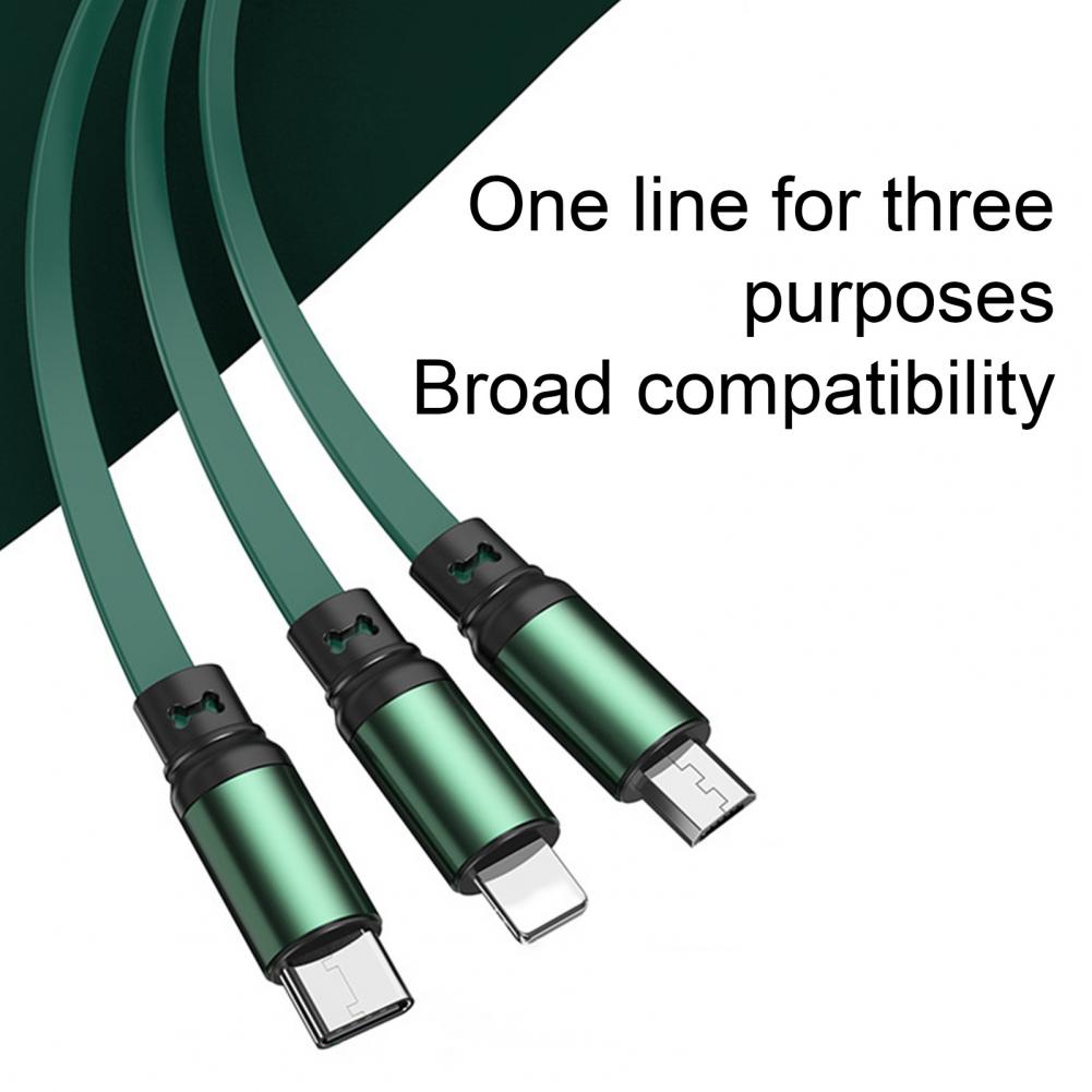 3 in 1 USB Telescopic Charger Cable 3A Fast Charging Cord for Apple Androids 30cm-120cm Adjustable Length Charging Digital Cord