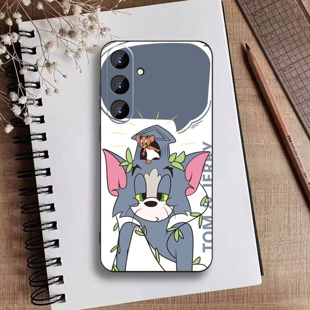 Чехол для телефона U-Tom And J-Jerry для Samsung Galaxy A73, 21, 22, 32, 71, 53, 52, 51, 80, 5G Мягкий черный чехол