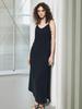 Oal Oblique Line Chiffon Slip Dress_Black