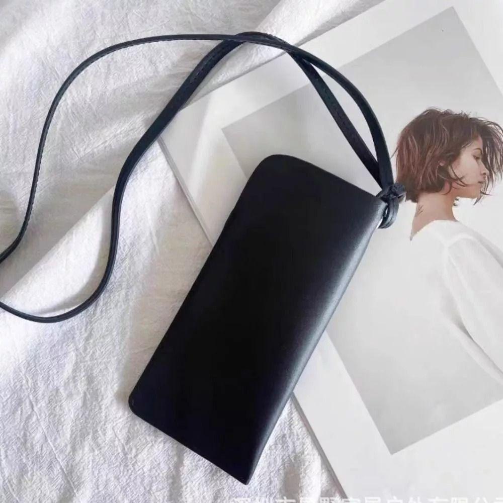 Hanging Neck Outdoor Glasses Storage Bag PU Leather Women Eyeglass Cover Sunglasses Storage Clip