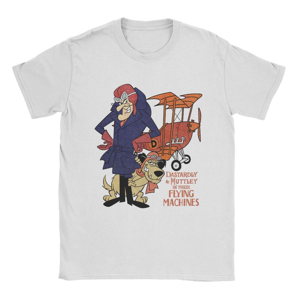 Мужская футболка Wacky Races Muttley Мультяшная Винтажная 100% Хлопковая Футболка с Коротким Рукавом Футболка с Круглым Вырезом Топы Лето