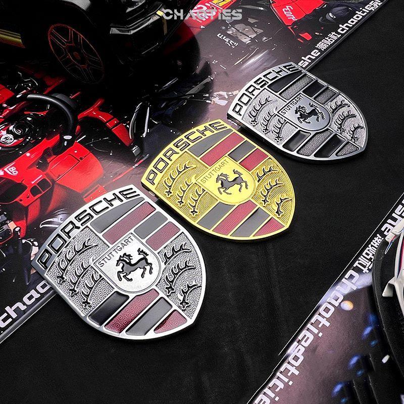 AFUHD1 3D Metal Car Emblem Hood Front Modification Sticker Body Badge Creative Decorative Decal For Porsche Panamera Cayenne 911 Cayman