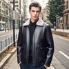 Futing Men's Winter Genuine Sheepskin Down Jacket with Mink Fur Collar