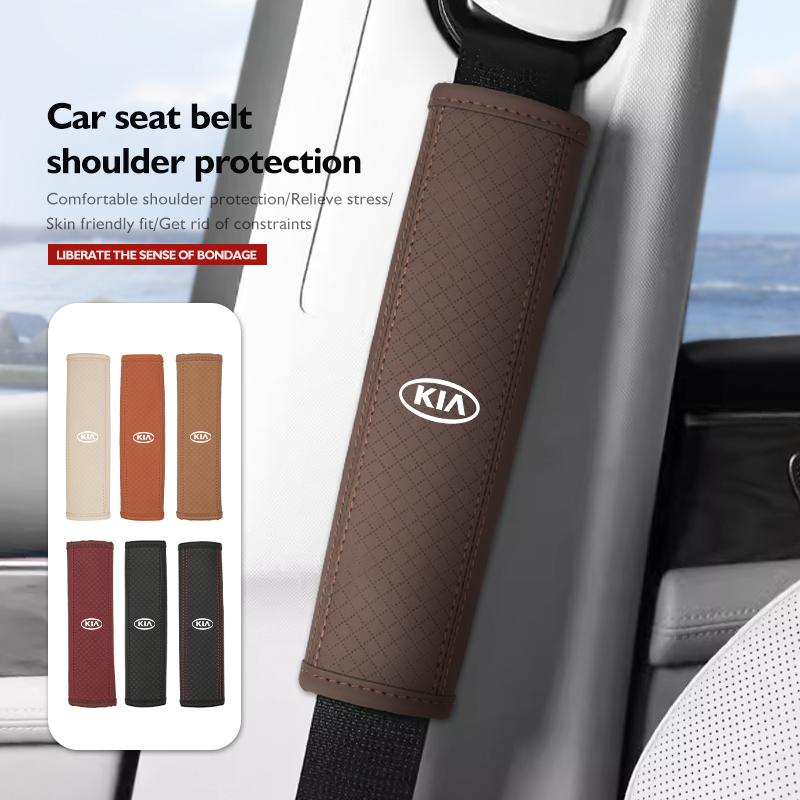 RTMZ5 For KIA Car Safety Belt Shoulder Protector Pad Leather Seat Belt Cover Accessories K5 K2 Rio Optima Sportage Venga Sorento