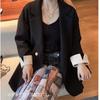 2023 New Spring and Autumn Korean Edition High End Simple Commuting Suit Collar Double Breasted Loose Oversize Women's Suit