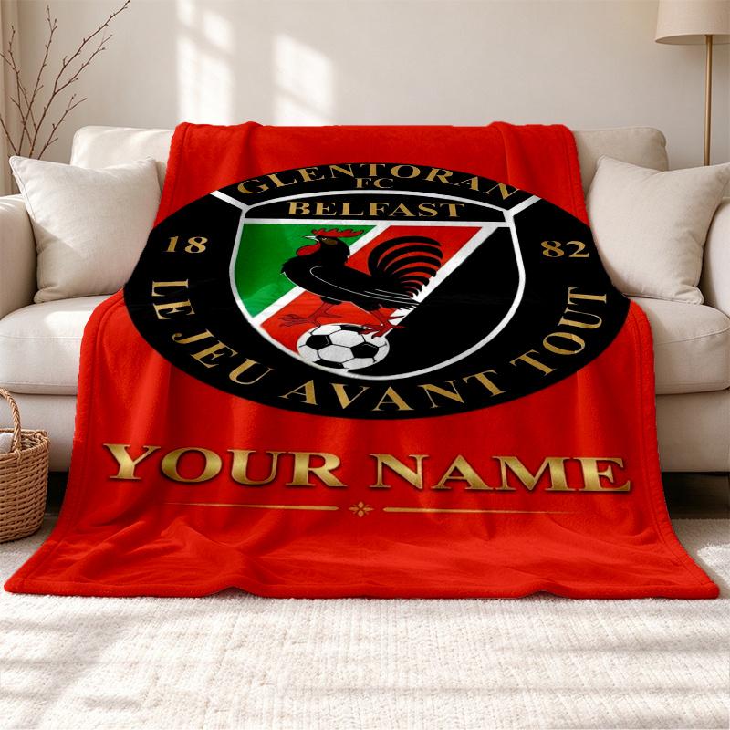 Glentoran FC Customizable name outdoor blanket soft cozy and warm Multi-purpose office blanket outdoor camping and travel blanket all