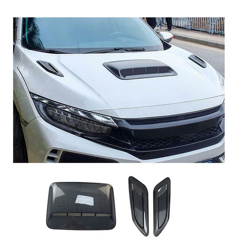 A03E-Car Air Flow Intake Hood Scoop Vent Bonnet Decor Cover Center Side Air Outlet Hood Auto Exterior Accessories Universal