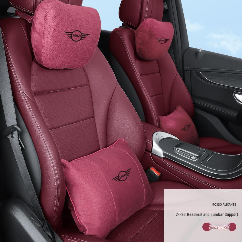 Подголовник и поясничная поддержка для автомобиля BMW Mini: Замшевая подушка для защиты шеи и спины