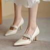 Модные белые туфли на высоком каблуке для женщин 2024 года, новые весенние свадебные туфли в стиле феи, нишевые туфли высокого класса с жемчужным принтом, формальные женские туфли