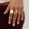 SHIXIN 7Pcs Baroque Imitation Pearl Chunky Open Rings Set for Women Smooth Irregular Wave Adjustable Rings Trendy Finger Jewelry
