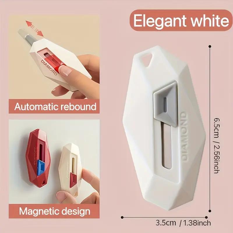 Diamond Design Unbox Knife Safety Round Head Cutter Magnetic Carton Box Cutter for Opening Package Letter Utility Knife