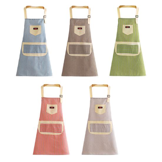 Полезный полосатый маслостойкий женский фартук с легко чистящимся ремешком для кухонного повара-сарафана
