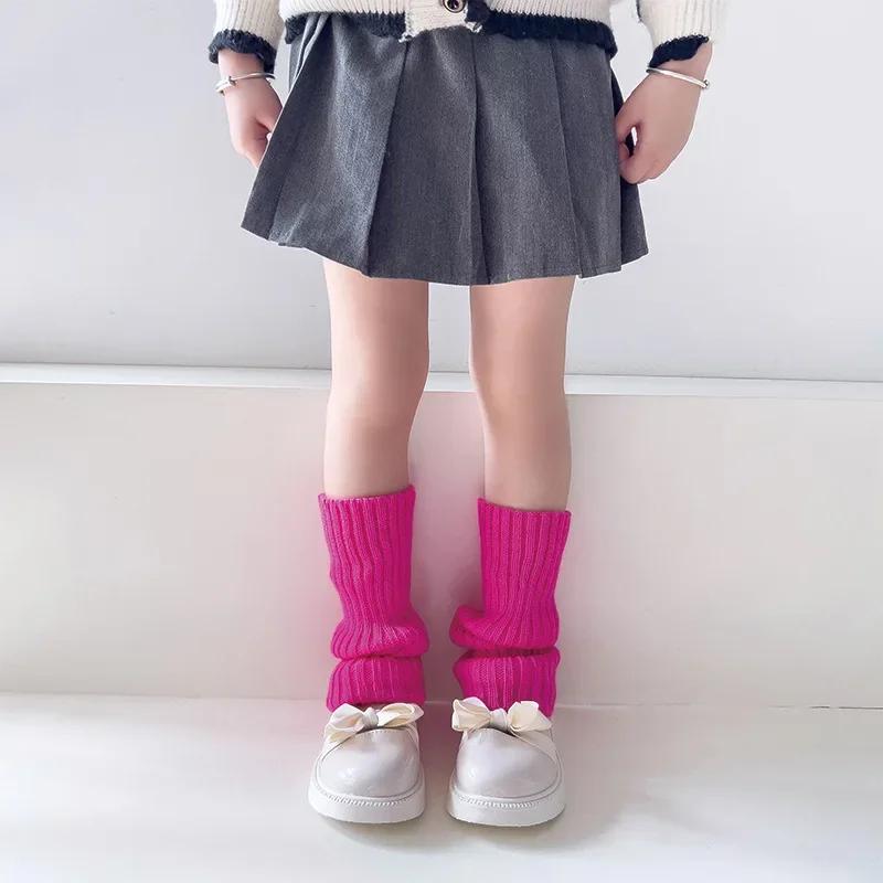 19 Стилей Конфетных Цветов Корейские Милые Детские Гетры Вязаные Чехлы для Ног Детские Девочки Однотонные Эластичные Гольфы-Трубы Осенне-Зимние