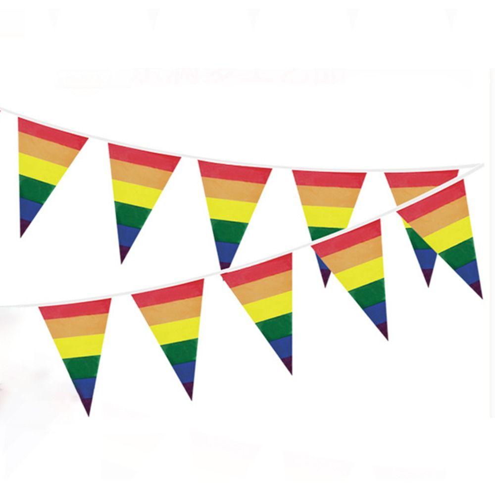 PE Rainbow Flag Triangle LGBT Pride Hand Flag Colorful Triangle Flag Homosexual