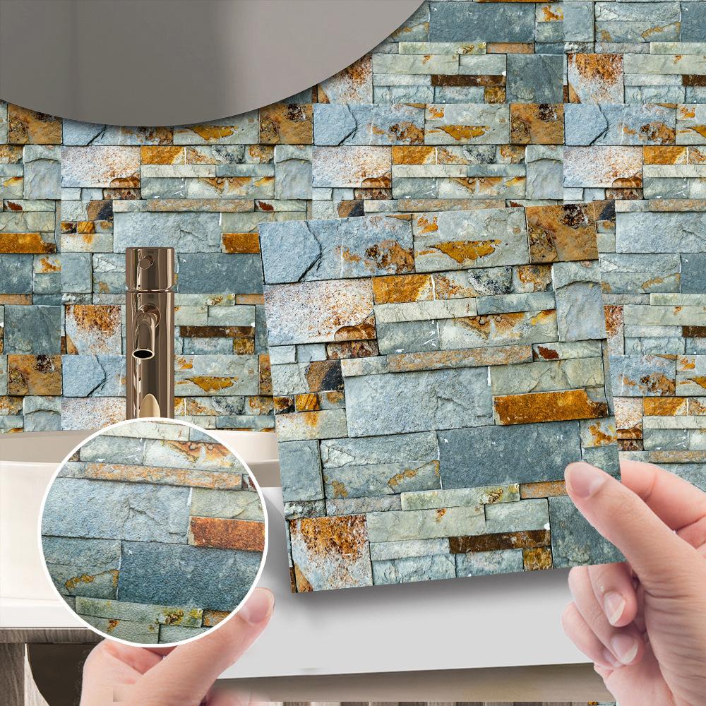 10 шт., наклейка на цементную, кирпичную, мраморную плитку, кухонный фартук, маслостойкая ванная комната, умывальник, пилинг и палка, водонепроницаемые художественные наклейки на стены