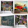 Psychedelic Animal Tapestry Wall Hanging Retro Tropical Plant Background Bukawaii Home Decor Yoga Mat Bed Sheet Customizable