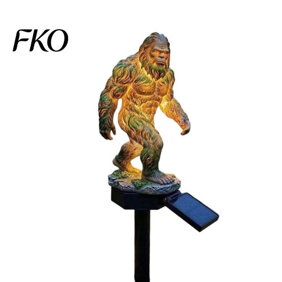 Courtyard Dragon Sculpture Solar Garden Light, Outdoor Sasquatch Statue Lamp, Fantasy Medieval Gothic Creature Sculpture, Pathway Light for Yard Lawn