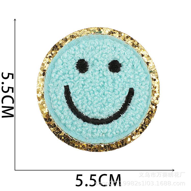 Cross-Border Smiley Face Embroidery Cloth Sticker Towel Embroidery Lightning Patch Sticker Ironing Greet Computer Embroidery Chapter Boy Love Sticker