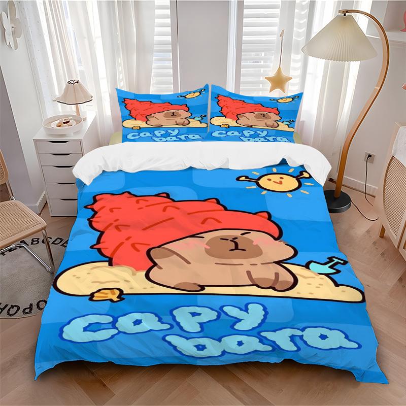 3pcs Capybara, Beach Duvet Cover Set, Soft Comfortable Duvet Cover,Guest Room (1*Duvet Cover + 2*Pillowcase, Without Core) yy251104142