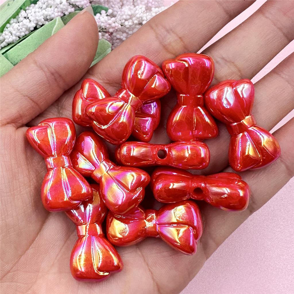 Necklace Big Bow Beads Dazzle Key Chain Making 10pcs for Bracelet 15.8*28.8mm Acrylic Beading Material Fashion Pendant Accessories