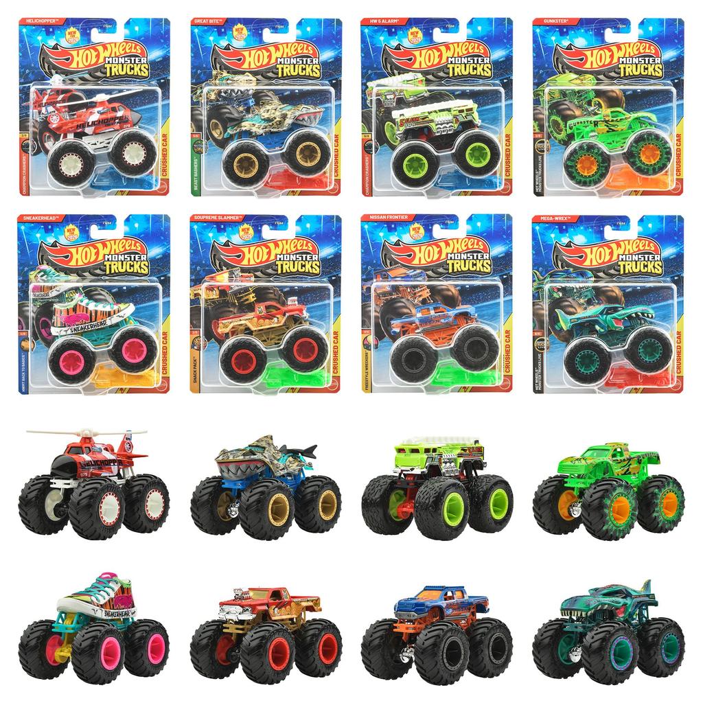 Hot Wheels Ассортимент Монстр-траков 8 Миниатюрных Наборов в Коробке 164 - Транспортные Средства/Игрушки - (Возраст 3+) - Многоцветный FYJ44-982C