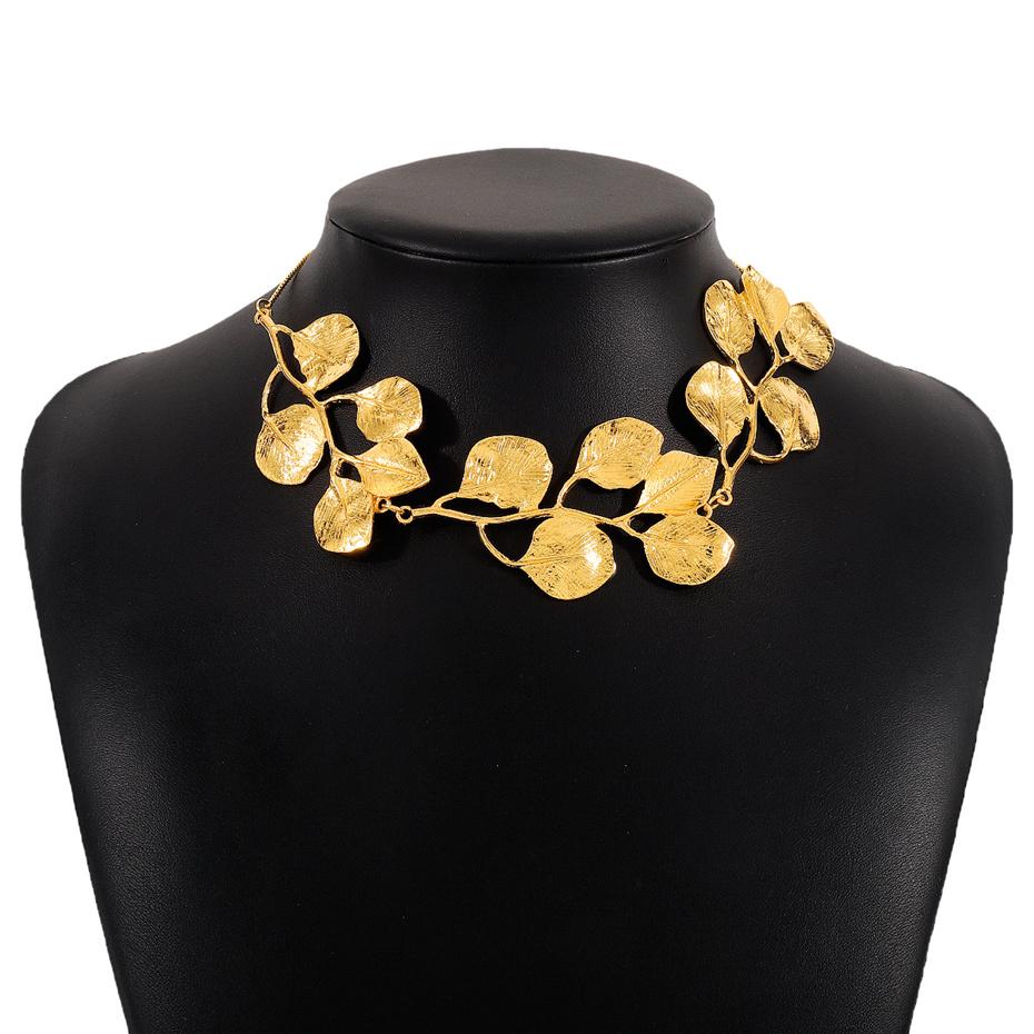 Ingemark Exaggerated Leaf Pendant Choker Necklace for Women Vintage Adjustable Box Chain Collares Grunge Jewelry Steampunk Men