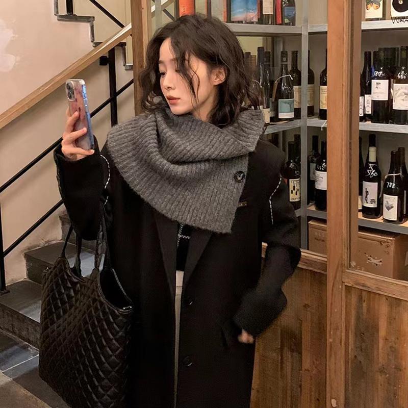 Новый Декоративный Воротник-Шарф для Женщин и Девочек Зимний Однотонный Вязаный Платок Модный Мягкий Теплый Воротник-Шарф для Пуловера