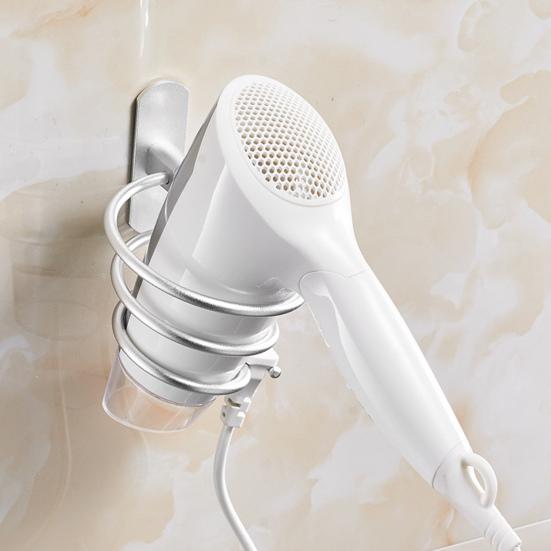 Настенная подставка для фена, клейкая, выдерживает большую нагрузку, противоскользящая, из нержавеющей стали, без перфорации, держатель для вентилятора для ванной комнаты, органайзер для фена