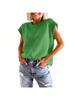 Women's Cap Sleeve Knit Pullover Crew Neck Lightweight Short Sleeve Summer Sweater