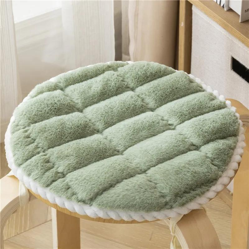 Round Velvet Seat Cushion 25-50cm Solid Color Stool Seat Mat Thick Soft Chair Pads Portable Outdoor Kindergarten Stool Cushion